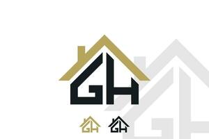 letter gh logo design with house illusration concept vector