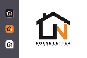 house logo design with letter n vector concept