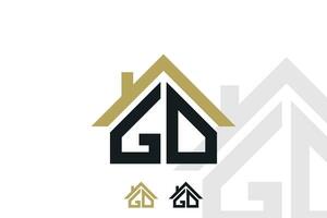 letter gd logo design with house illusration concept vector