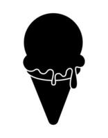 Simple Vector Black Silhouette of Ice Cream in a Cone