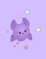 Vector Kawaii Bat Illustration Delicate Pastel Colors