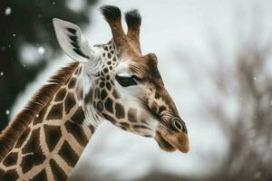 Giraffe head closeup. Generate Ai photo