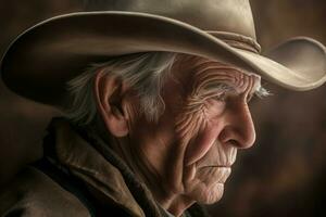 Mature man cowboy portrait. Generate Ai photo