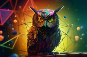 Colorful owl. Generate Ai photo