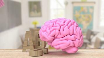 The alphabet  and brain for education or sci concept 3d rendering photo