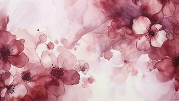 Watercolor burgundy abstract floral background. Watercolour maroon splash texture. Vector watercolour pattern