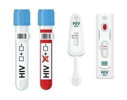 HIV test and self-test kit with laboratory blood test tube. vector