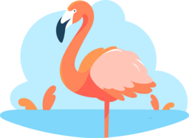 main tiré flamants roses dans été concept dans plat style png