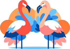 Hand Drawn Flamingos in summer concept in flat style png