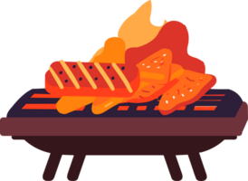 mano disegnato bbq griglia per all'aperto picnic concetto nel piatto stile png