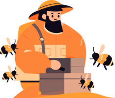 Hand Drawn Beekeeper or farmer character in flat style png