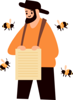 Hand Drawn Beekeeper or farmer character in flat style png