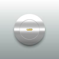 Silver shiny rounded button with minus or dash symbol vector background