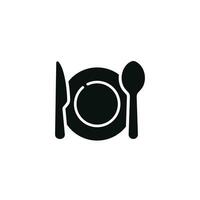 Restaurant icon isolated on white background. Spoon, knife, and plate icon vector