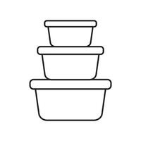 Food container icon. Lunchbox icon. Organising food storage containers. Vector icon isolated on white background.