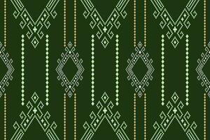 Green Cross stitch colorful geometric traditional ethnic pattern Ikat seamless pattern border abstract design for fabric print cloth dress carpet curtains and sarong Aztec African Indian Indonesian vector