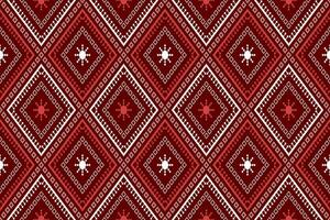 Red traditional ethnic pattern paisley flower Ikat background abstract Aztec African Indonesian Indian seamless pattern for fabric print cloth dress carpet curtains and sarong vector