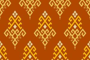 Orange vintages cross stitch traditional ethnic pattern paisley flower Ikat background abstract Aztec African Indonesian Indian seamless pattern for fabric print cloth dress carpet curtains and sarong vector