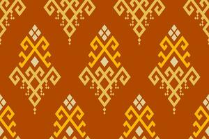 Orange vintages cross stitch traditional ethnic pattern paisley flower Ikat background abstract Aztec African Indonesian Indian seamless pattern for fabric print cloth dress carpet curtains and sarong vector