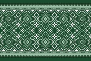 Green Cross stitch colorful geometric traditional ethnic pattern Ikat seamless pattern border abstract design for fabric print cloth dress carpet curtains and sarong Aztec African Indian Indonesian vector