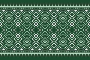 Green Cross stitch colorful geometric traditional ethnic pattern Ikat seamless pattern border abstract design for fabric print cloth dress carpet curtains and sarong Aztec African Indian Indonesian vector