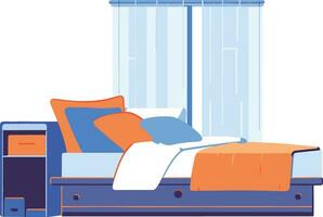 Hand Drawn Bed and bedroom in flat style vector