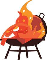 Hand Drawn BBQ grill for outdoor picnics concept in flat style vector