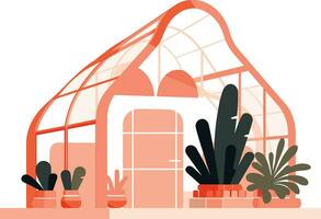 Hand Drawn Greenhouse building for cultivation in flat style vector