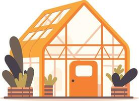 Hand Drawn Greenhouse building for cultivation in flat style vector