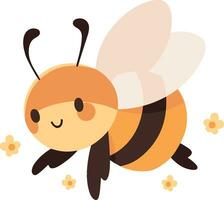 mano dibujado abeja personaje en plano estilo vector