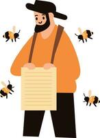 Hand Drawn Beekeeper or farmer character in flat style vector