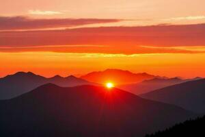 montaña siluetas a puesta de sol. ai generativo Pro foto