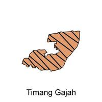 Map of Timang Gajah City. vector map Province of Aceh design template with outline graphic sketch style isolated on white background