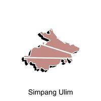 mapa ciudad de simpang ulim ilustración diseño, mundo mapa internacional vector modelo con contorno gráfico bosquejo estilo aislado en blanco antecedentes