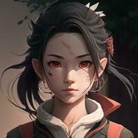 Asian girl anime avatar. Ai art photo