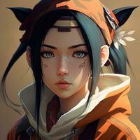 Asian girl anime avatar. Ai art photo