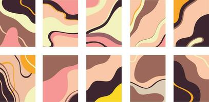 Set of images with colorful chaotic patterns vector