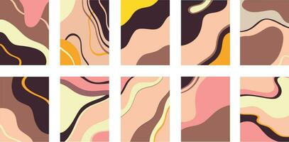 Set of images with colorful chaotic patterns vector