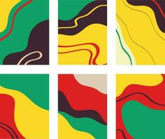 Collection of multicolored abstract paintings against white background vector