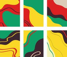 Collection of multicolored abstract paintings against white background vector