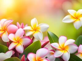 vistoso frangipani flores en blanco antecedentes foto