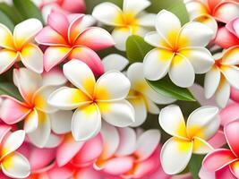 vistoso frangipani flores en blanco antecedentes foto