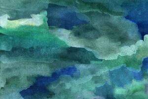 Green blue hand-drawn watercolor background photo