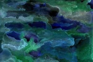 Deep blue-green hand-drawn watercolor background photo