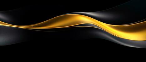 black and gold waves abstract 3d background. generative ai photo