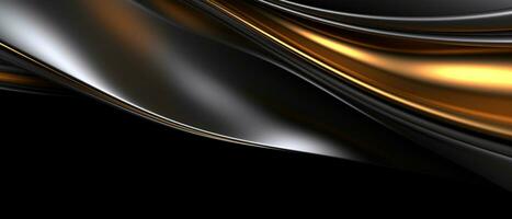 black and gold waves abstract 3d background. generative ai photo