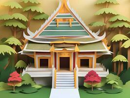 temple of thailand. illustration , paper cut photo