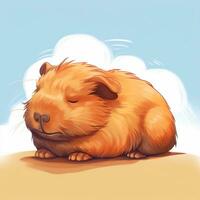 capybara cute sleeping cartoon design photo