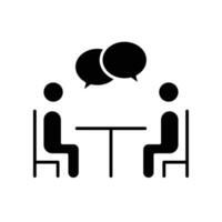 People talking icon. Two human avatar sit together for have meeting and discussing. Teamwork conversation, Talk and share idea. Vector illustration. Design on white background. EPS10