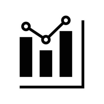 Analytic icon solid. Two Bar chart analyzing static profit sale product. Financial and data statistic infographic. Diagram in progress marketing Vector illustration. Design on white background. EPS10